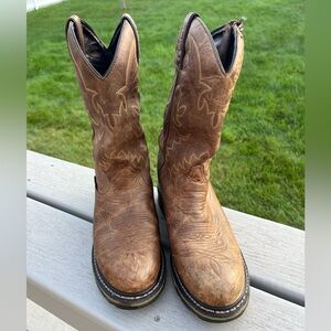 Tony Lama TW1O31L Women's Leather Boots Brown Size 8 Pull-on western Waterproof